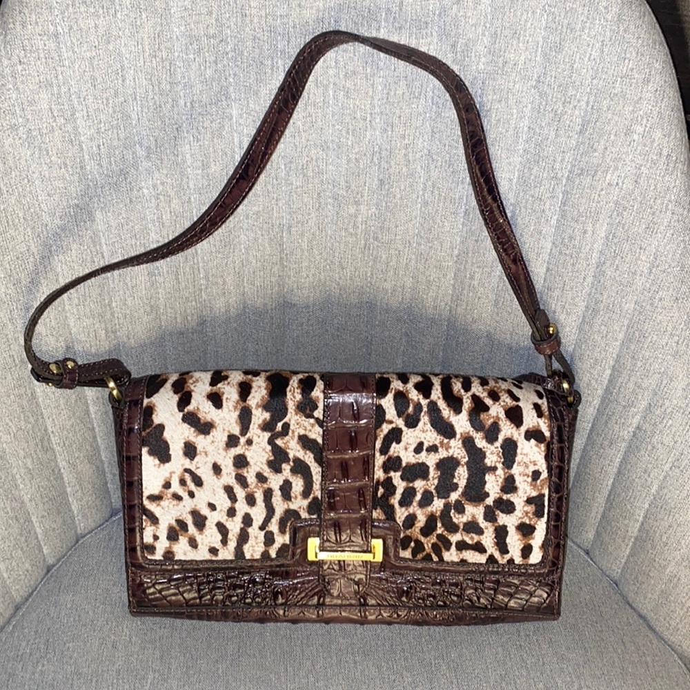 Brahmin shoulder bag cheetah and leather